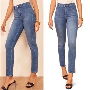 Reformation May High Rise Skinny stretch jeans light blue Size 30 Mom Jeans NEW